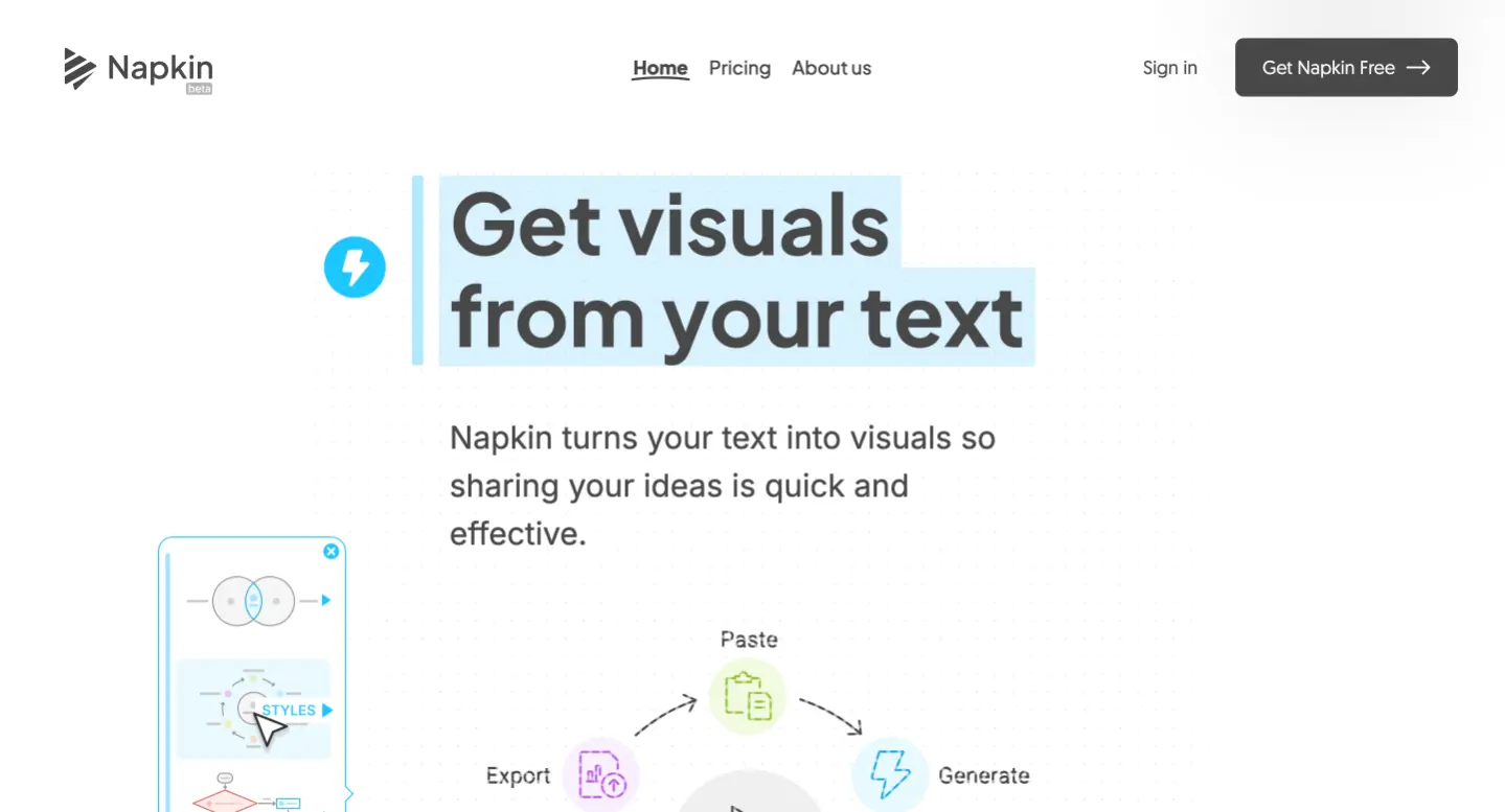 Napkin AI：AI可视化工具，将文本快速转化为视觉图像