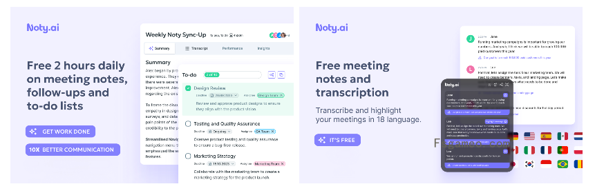 Noty.ai-AI驱动的会议转录和笔记工具