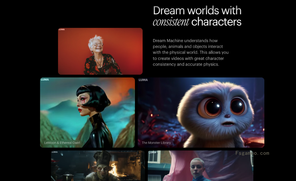 Dream Machine：Luna推出的AI视频生成平台，可生成高质量视频