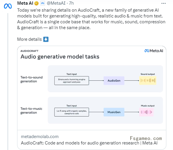 AudioCraft-Meta发布的开源音乐和音频AI生成工具